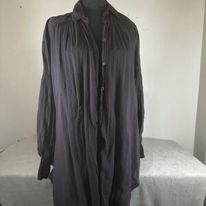 Free‎ People We The Free Oversized Tunic Boho Shirt Size Small Dark Gray